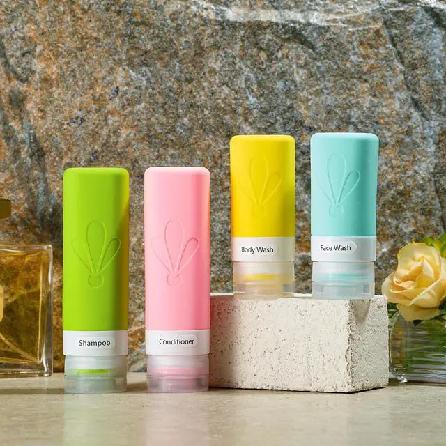 Alt view image 5 of 6 - Travel Bottles for Toiletries, TSA Approved 3oz 2oz Travel Size Toiletries, BPA Free Leak Proof Squeezable Silicone Tubes Travel Essentials for Shampoo Conditioner Lotion Soap