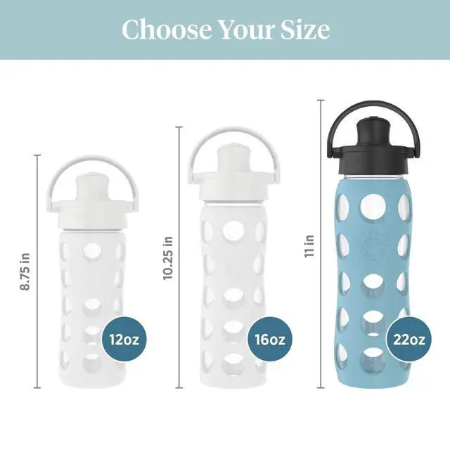 Alt view image 6 of 7 - Glass Water Bottle with Active Cap, Denim