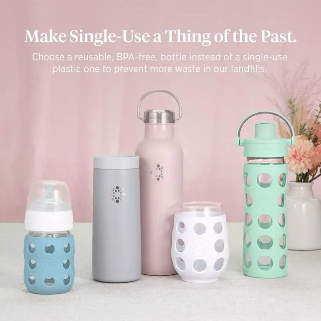 Alt view image 7 of 7 - Glass Water Bottle with Active Cap, Denim