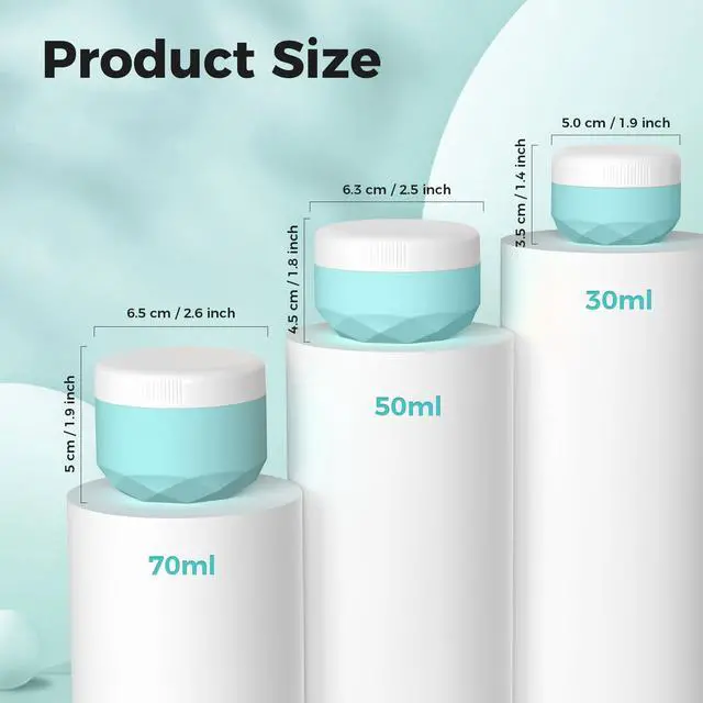 Alt view image 2 of 6 - Travel Containers for Toiletries, 4-Pack TSA Approved Silicone Jars (1.7oz) - BPA Free Leakproof Cosmetic Containers for Creams, Lotion, Skincare & Makeup with Bonus Waterproof Bag