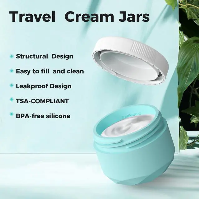 Alt view image 4 of 6 - Travel Containers for Toiletries, 4-Pack TSA Approved Silicone Jars (1.7oz) - BPA Free Leakproof Cosmetic Containers for Creams, Lotion, Skincare & Makeup with Bonus Waterproof Bag