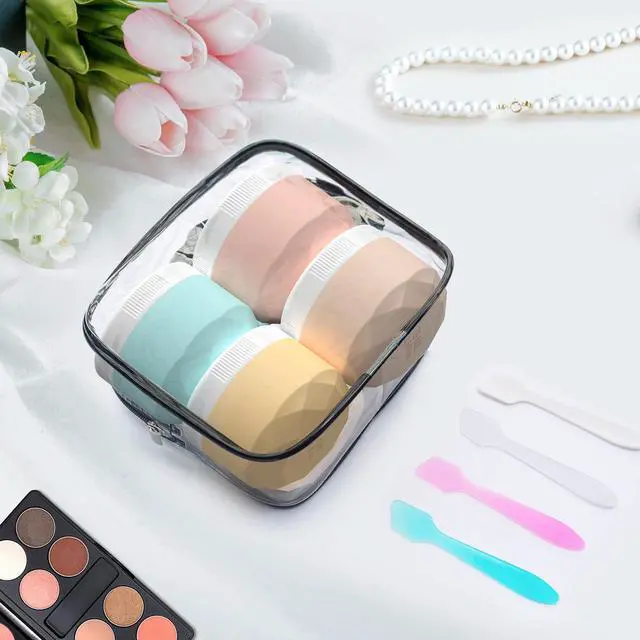Alt view image 6 of 6 - Travel Containers for Toiletries, 4-Pack TSA Approved Silicone Jars (1.7oz) - BPA Free Leakproof Cosmetic Containers for Creams, Lotion, Skincare & Makeup with Bonus Waterproof Bag