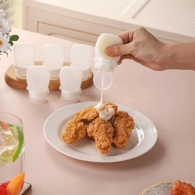 Alt view image 4 of 7 - Silicone Condiment Squeeze Bottles Small Salad Dressing Bottles to Go Travel Salad Dressing Containers for Lunch Box 30ml/1 oz Travel Sauce Bottle with Labels