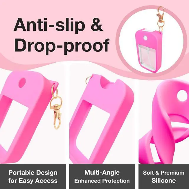 Alt view image 2 of 7 - Soft Silicone Case for Touchland Power Mist (1FL. OZ./30 mL), Protective and Stylish Case with Keychain Compatible with Touchland Hand Sanitizer Spray (Pink/Hot Pink/Blue/Black)