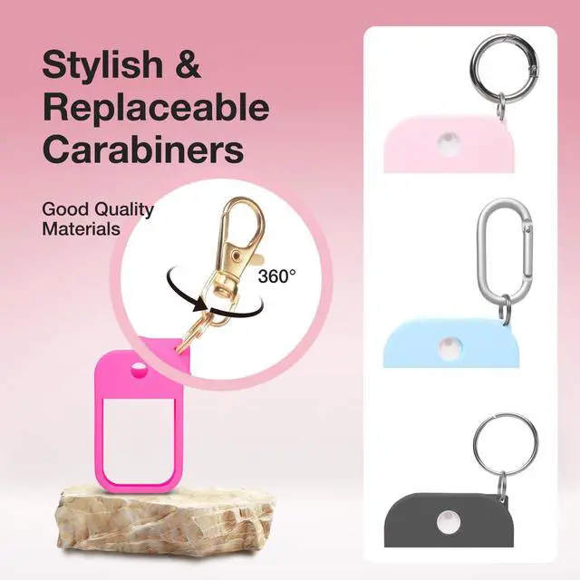 Alt view image 5 of 7 - Soft Silicone Case for Touchland Power Mist (1FL. OZ./30 mL), Protective and Stylish Case with Keychain Compatible with Touchland Hand Sanitizer Spray (Pink/Hot Pink/Blue/Black)