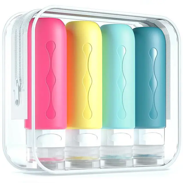 Main image of Travel Bottles for Toiletries, Tsa Approved Travel 3oz Size Containers with Clear Bag, BPA Free Leak Proof Travel Tubs Refillable Liquid Travel Accessories for Cometic Shampoo Lotion (4 Pack)