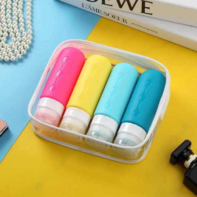 Alt view image 6 of 6 - Travel Bottles for Toiletries, Tsa Approved Travel 3oz Size Containers with Clear Bag, BPA Free Leak Proof Travel Tubs Refillable Liquid Travel Accessories for Cometic Shampoo Lotion (4 Pack)