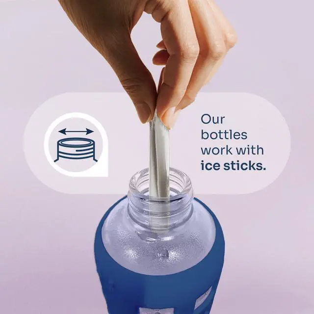Alt view image 5 of 7 - Borosilicate Glass Water Bottle with Time & Volume Markers, Silicone Sleeve, Stainless Steel Lid Reusable Glass Bottle for Water & Juice (32oz Chinese Porcelain)