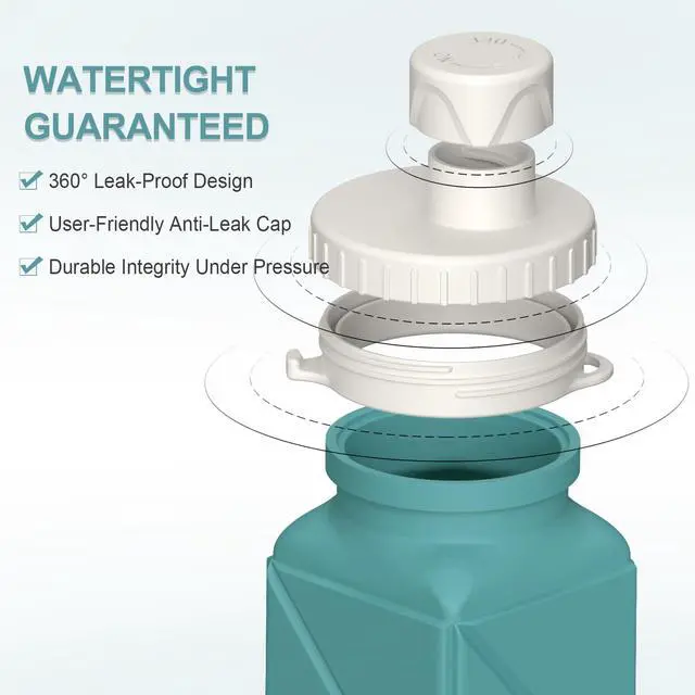Alt view image 4 of 6 - Collapsible Water Bottles 2 Pack, 21oz/610mL, Silicone Travel Water Bottle