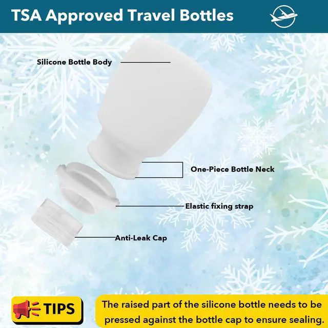 Alt view image 2 of 7 - 1oz Silicone Travel Bottles for Toiletries (4-Pack), TSA Approved Leakproof Toiletry Bottles with Locking Lid, Refillable Travel Size Containers for Shampoo, Body Wash, Camping & Trips (Grey White)