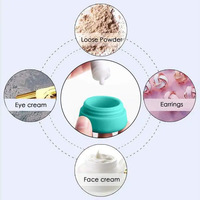 Alt view image 6 of 6 - Travel Containers Sets Silicone & PP Cream Jars for Toiletries Empty Lotion Leak-proof & TSA Approved Bottles Accessories with Hard Sealed Lids for Cosmetic Makeup Face Cream (9 Jars)