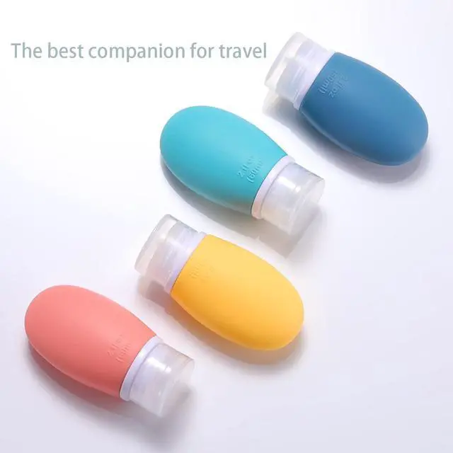 Alt view image 2 of 7 - Leak Proof Silicone Travel Bottles,4 Pack 2oz Liquid Squeezable Refillable Portable Travel Accessories/Cosmetic Containers,BPA Free,Travel Size Bottles for Toiletries Shampoo Conditioner Lotion