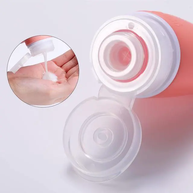 Alt view image 4 of 7 - Leak Proof Silicone Travel Bottles,4 Pack 2oz Liquid Squeezable Refillable Portable Travel Accessories/Cosmetic Containers,BPA Free,Travel Size Bottles for Toiletries Shampoo Conditioner Lotion