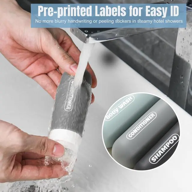 Alt view image 2 of 7 - Pre-printed Silicone Travel Bottles for Toiletries 3oz
