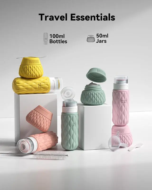 Alt view image 2 of 7 - Travel Bottles for Toiletries Silicone Travel Size Containers 3.4oz 1.7oz