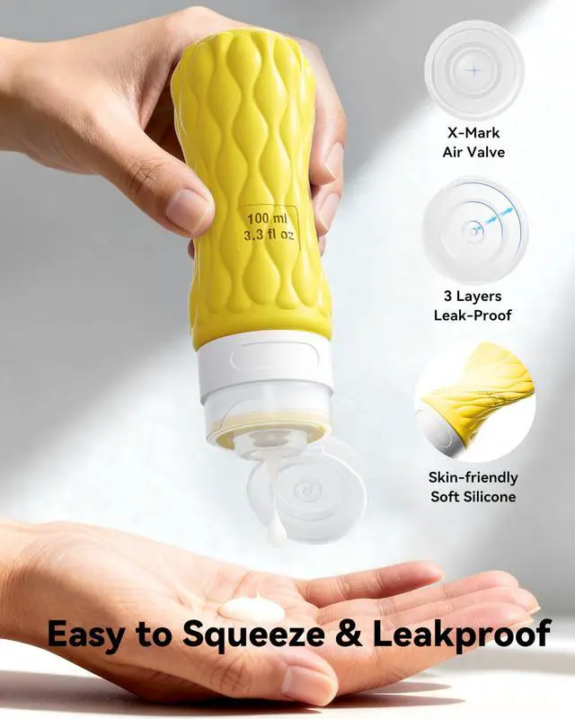 Alt view image 3 of 7 - Travel Bottles for Toiletries Silicone Travel Size Containers 3.4oz 1.7oz