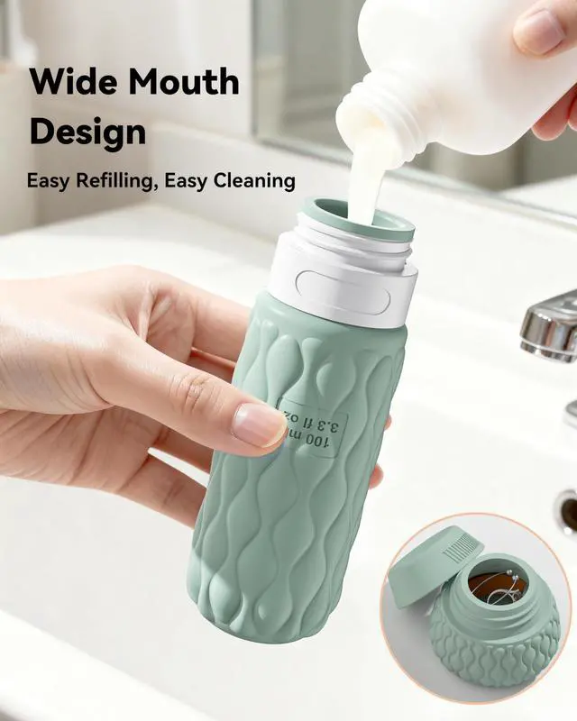 Alt view image 5 of 7 - Travel Bottles for Toiletries Silicone Travel Size Containers 3.4oz 1.7oz