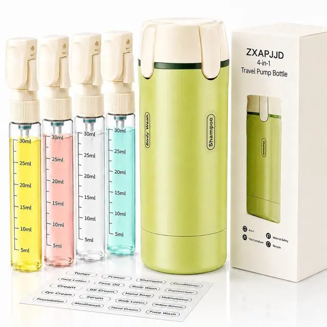 Main image of 4-in-1 Travel Dispenser Bottle, TSA Approved Leakproof Set