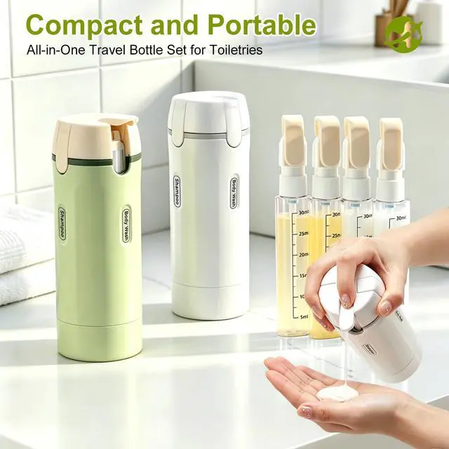 Alt view image 3 of 7 - 4-in-1 Travel Dispenser Bottle, TSA Approved Leakproof Set