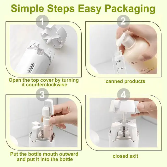 Alt view image 4 of 7 - 4-in-1 Travel Dispenser Bottle, TSA Approved Leakproof Set