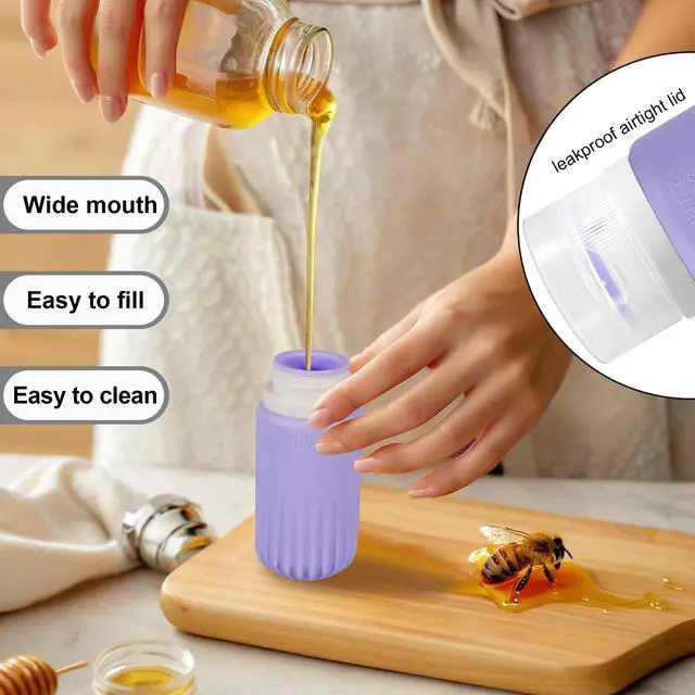Alt view image 4 of 7 - Condiment Squeeze Bottles for Sauce, Silicone 2 OZ Salad Dressing Container To Go, Leakproof Sauce Containers for Lunch Box, Travel Size BPA-Free Dressing Bottle (with cleaning brush)