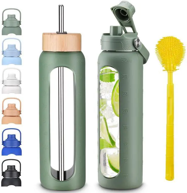 Main image of Borosilicate Glass Water Bottle, Leak-Proof, BPA Free
