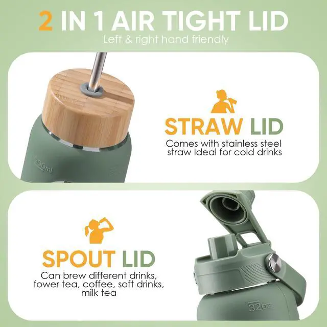 Alt view image 2 of 7 - Borosilicate Glass Water Bottle, Leak-Proof, BPA Free