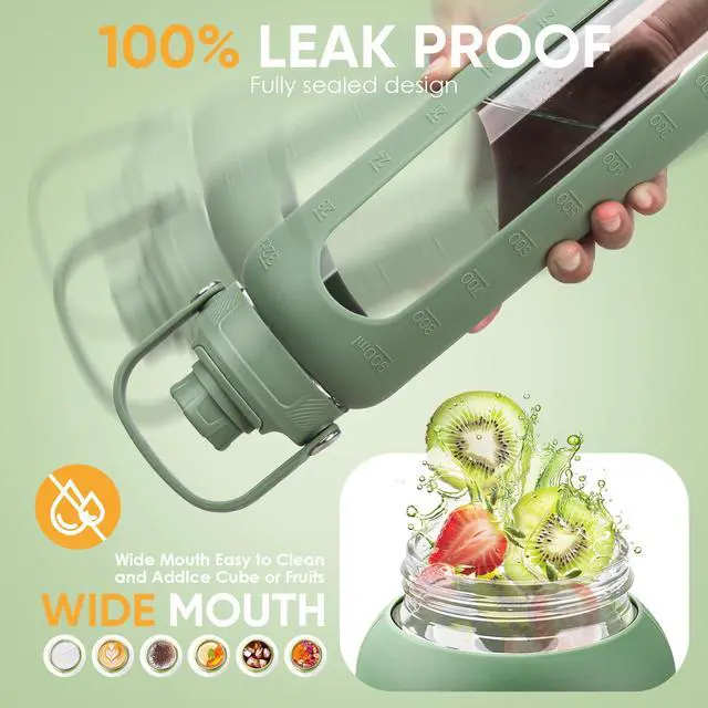 Alt view image 4 of 7 - Borosilicate Glass Water Bottle, Leak-Proof, BPA Free
