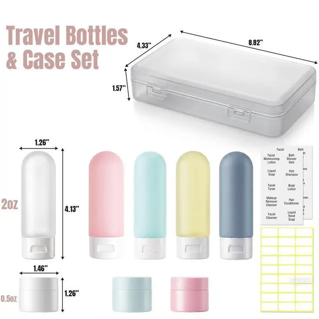 Alt view image 2 of 7 - Travel Bottles for Toiletries with Case (Multi-color)