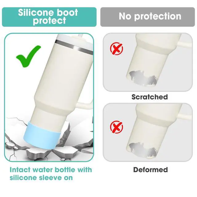 Alt view image 3 of 7 - Upgrade 2PCS Protective Silicone Boot Bumper for Stanley Quencher Adventure 40oz 30oz 20oz Tumbler, Water Bottle Bottom Sleeve Cover Accessories for Stanley Mug Cup(Clear)