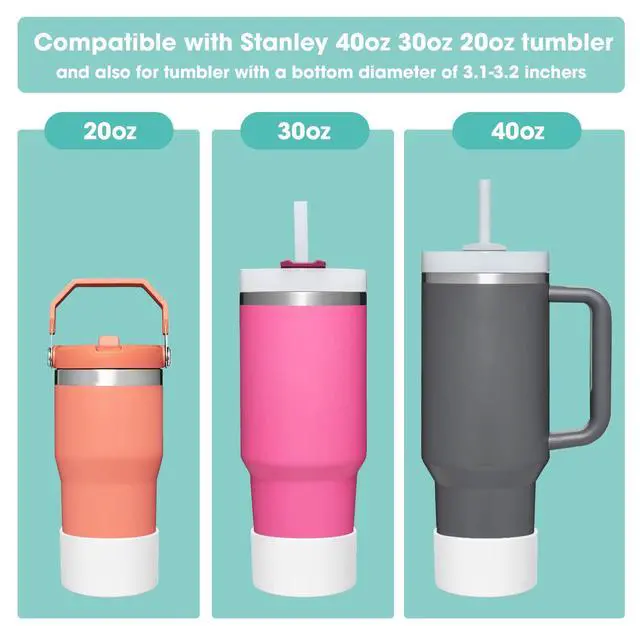 Alt view image 5 of 7 - Upgrade 2PCS Protective Silicone Boot Bumper for Stanley Quencher Adventure 40oz 30oz 20oz Tumbler, Water Bottle Bottom Sleeve Cover Accessories for Stanley Mug Cup(Clear)
