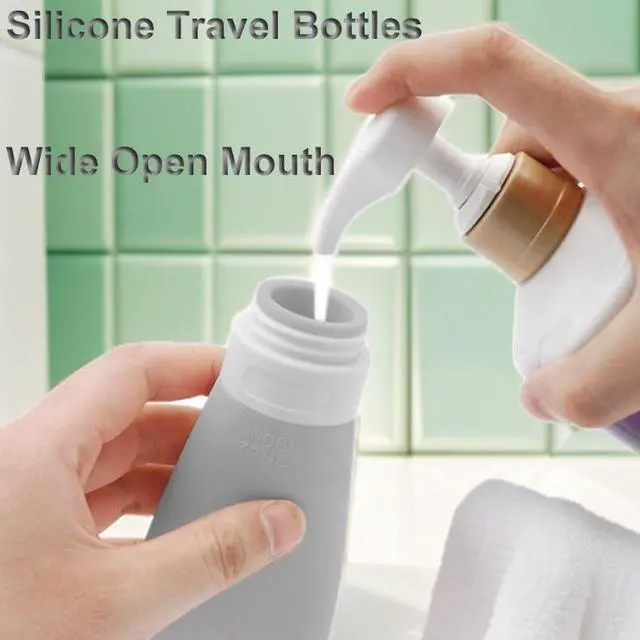 Alt view image 3 of 6 - Silicone Travel Bottles, Leak Proof Squeezable Refillable Travel Accessories Toiletries Containers Travel Size Cosmetic Tube for Shampoo Lotion Soap Liquids (2oz Grey/blue/white/green)