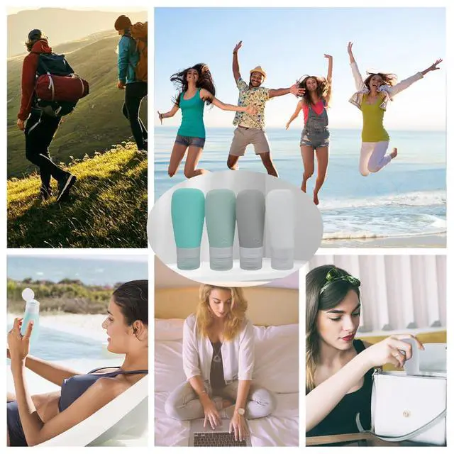 Alt view image 6 of 6 - Silicone Travel Bottles, Leak Proof Squeezable Refillable Travel Accessories Toiletries Containers Travel Size Cosmetic Tube for Shampoo Lotion Soap Liquids (2oz Grey/blue/white/green)