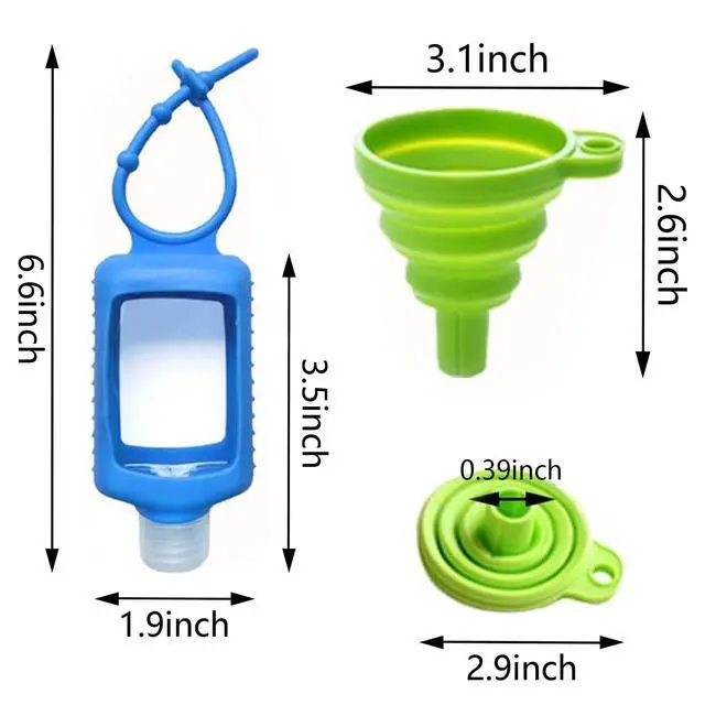 Alt view image 2 of 6 - Travel Plastic Clear Bottles with Silicone Sleeve 6 Pack, Pocket Hand Sanitizer Bottle Refillable Bottle with Keychain Holder, 2oz/60ml Leakproof Empty Squeeze Container Flip Cap, Random Color