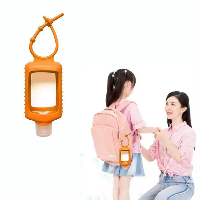Alt view image 4 of 6 - Travel Plastic Clear Bottles with Silicone Sleeve 6 Pack, Pocket Hand Sanitizer Bottle Refillable Bottle with Keychain Holder, 2oz/60ml Leakproof Empty Squeeze Container Flip Cap, Random Color