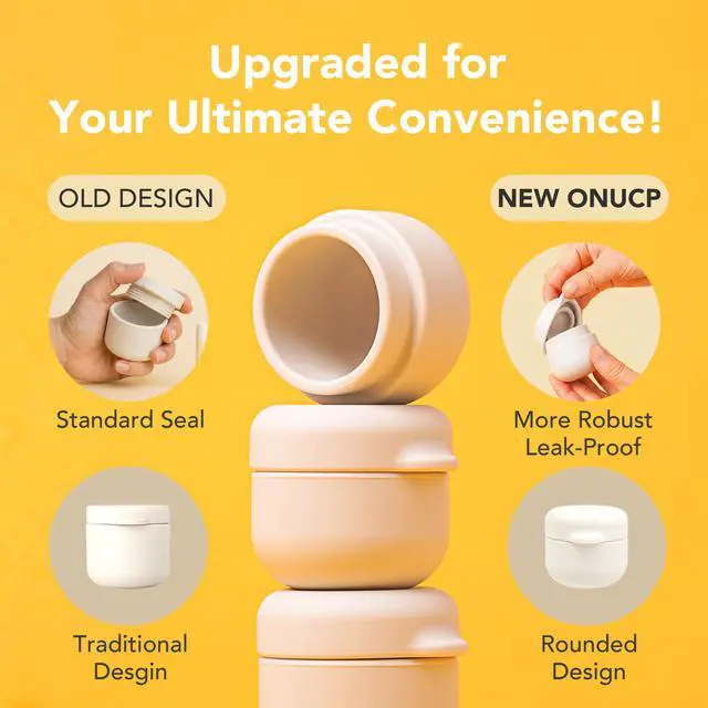 Alt view image 2 of 7 - Silicone Travel Containers, 4-Pack 1oz (30ml), Refillable Cream Jars, Leak-Resistant & TSA-Approved, BPA-Free, Wide Opening Design, Sand Beige