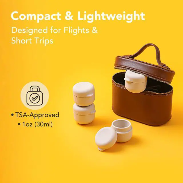Alt view image 3 of 7 - Silicone Travel Containers, 4-Pack 1oz (30ml), Refillable Cream Jars, Leak-Resistant & TSA-Approved, BPA-Free, Wide Opening Design, Sand Beige
