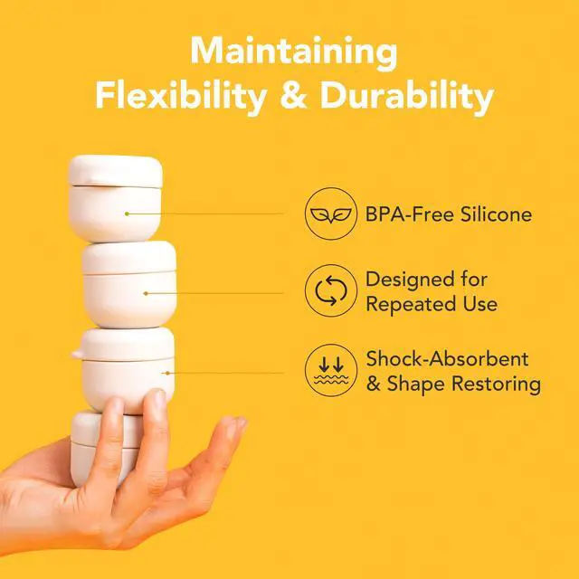 Alt view image 6 of 7 - Silicone Travel Containers, 4-Pack 1oz (30ml), Refillable Cream Jars, Leak-Resistant & TSA-Approved, BPA-Free, Wide Opening Design, Sand Beige