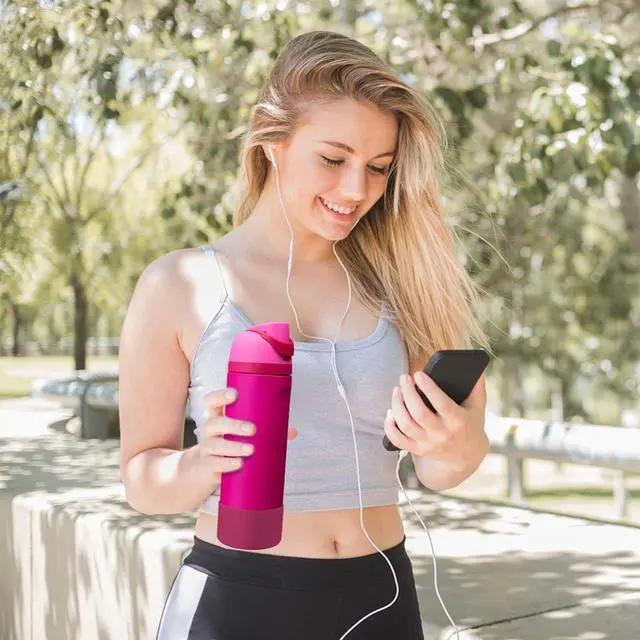 Alt view image 7 of 7 - Silicone Water Bottle Boot, Compatible with Owala 24oz 32oz 40oz, Protective Anti-Scratch & Anti-Dent No Noise Sleeve Cover for FreeSip/Twist/Flip Water Bottles (Read My Lips, 24oz)