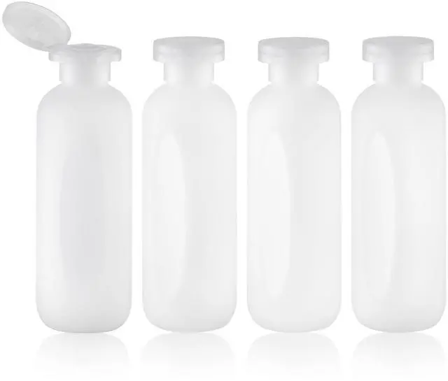 Main image of Empty Shampoo Bottles 6.7oz, Clear Flip Cap Refillable Plastic, 4 Pack Set