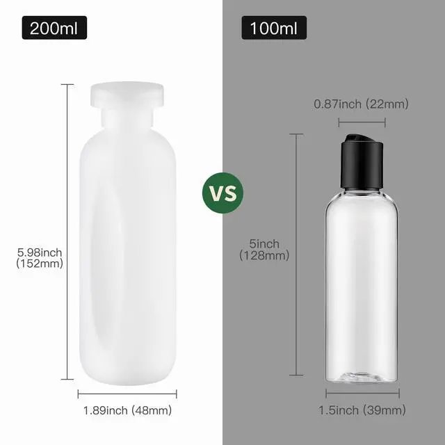 Alt view image 4 of 6 - Empty Shampoo Bottles 6.7oz, Clear Flip Cap Refillable Plastic, 4 Pack Set