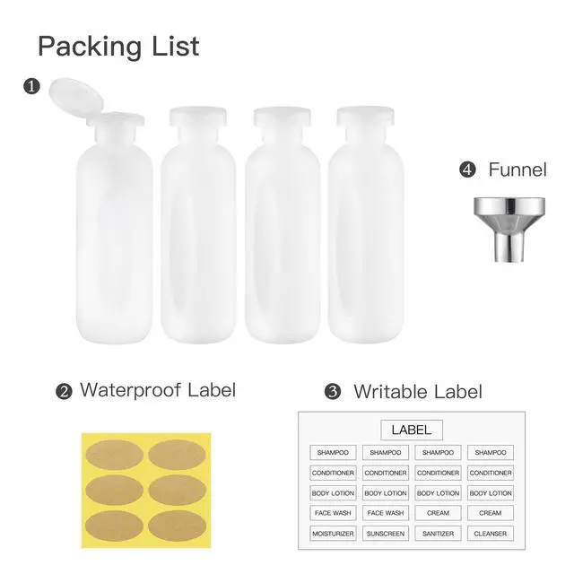 Alt view image 5 of 6 - Empty Shampoo Bottles 6.7oz, Clear Flip Cap Refillable Plastic, 4 Pack Set