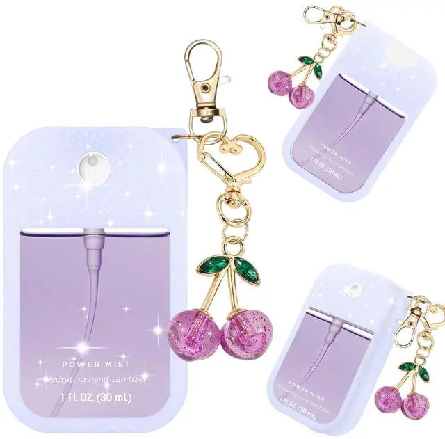 Main image of Hand Sanitizer Spray Case Compatible with Touchland Power Mist 1 oz(30 ml) - with Cherry keychain Silicone Protective Cover Accessories for Touchland (Glittery purple)