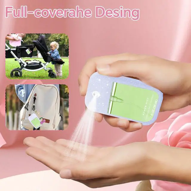 Alt view image 6 of 7 - Hand Sanitizer Spray Case Compatible with Touchland Power Mist 1 oz(30 ml) - with Cherry keychain Silicone Protective Cover Accessories for Touchland (Glittery purple)
