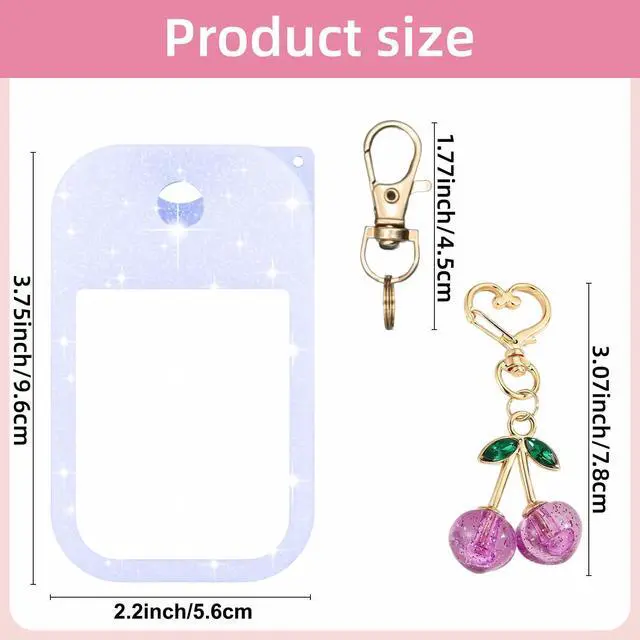 Alt view image 4 of 7 - Hand Sanitizer Spray Case Compatible with Touchland Power Mist 1 oz(30 ml) - with Cherry keychain Silicone Protective Cover Accessories for Touchland (Glittery purple)