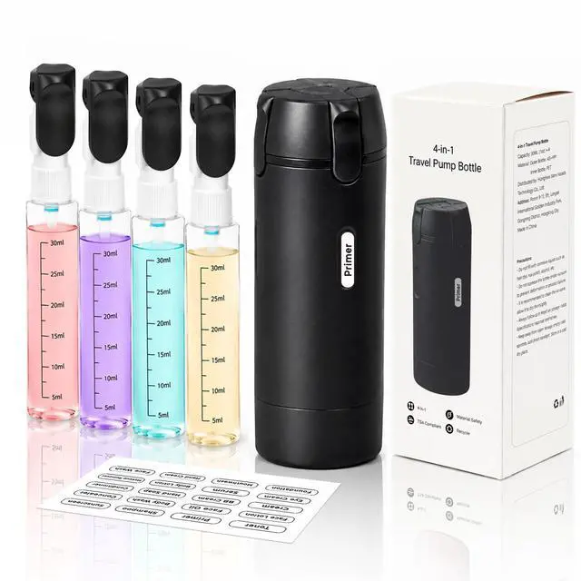 Main image of Travel Dispenser Bottle,4 Pack 30ML Travel Bottles for Toiletries, Leak Proof Travel Size Containers (Black)