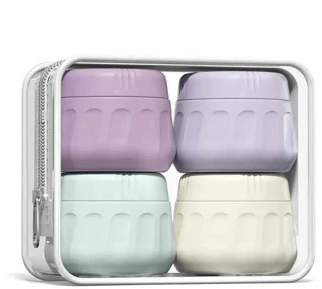 Main image of Travel Containers for Toiletries, TSA Approved Travel Size Toiletries 4 Pack, Refillable Containers, With Clear Bag, Leak Proof Silicone Jars, Essentials Creams Jars Carrying Small Items