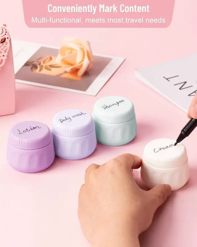 Alt view image 7 of 7 - Travel Containers for Toiletries, TSA Approved Travel Size Toiletries 4 Pack, Refillable Containers, With Clear Bag, Leak Proof Silicone Jars, Essentials Creams Jars Carrying Small Items