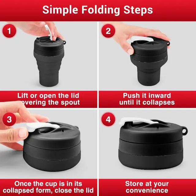Alt view image 4 of 7 - Collapsible Protein Shaker Bottle: 20 Oz Travel-Friendly Shaker Cups, Black