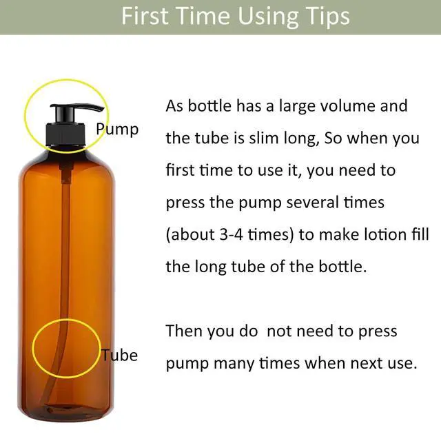Alt view image 3 of 6 - Empty Plastic Pump Bottles, Amber Shampoo Bottles